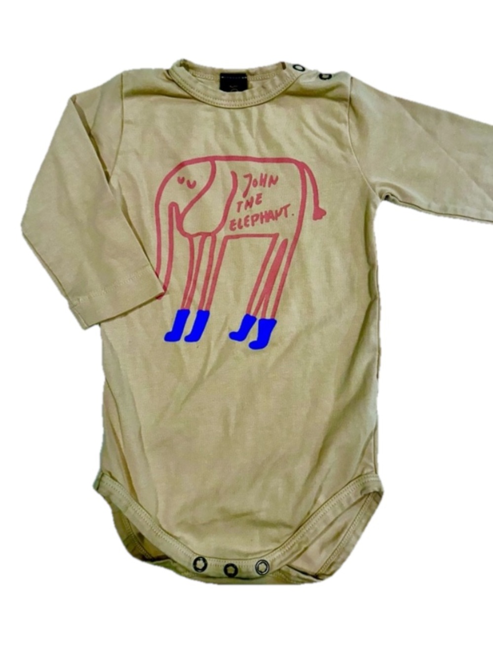 Baby Organic Cotton Bodysuit 3–6M | Elephant Graphic Long Sleeve Onesie